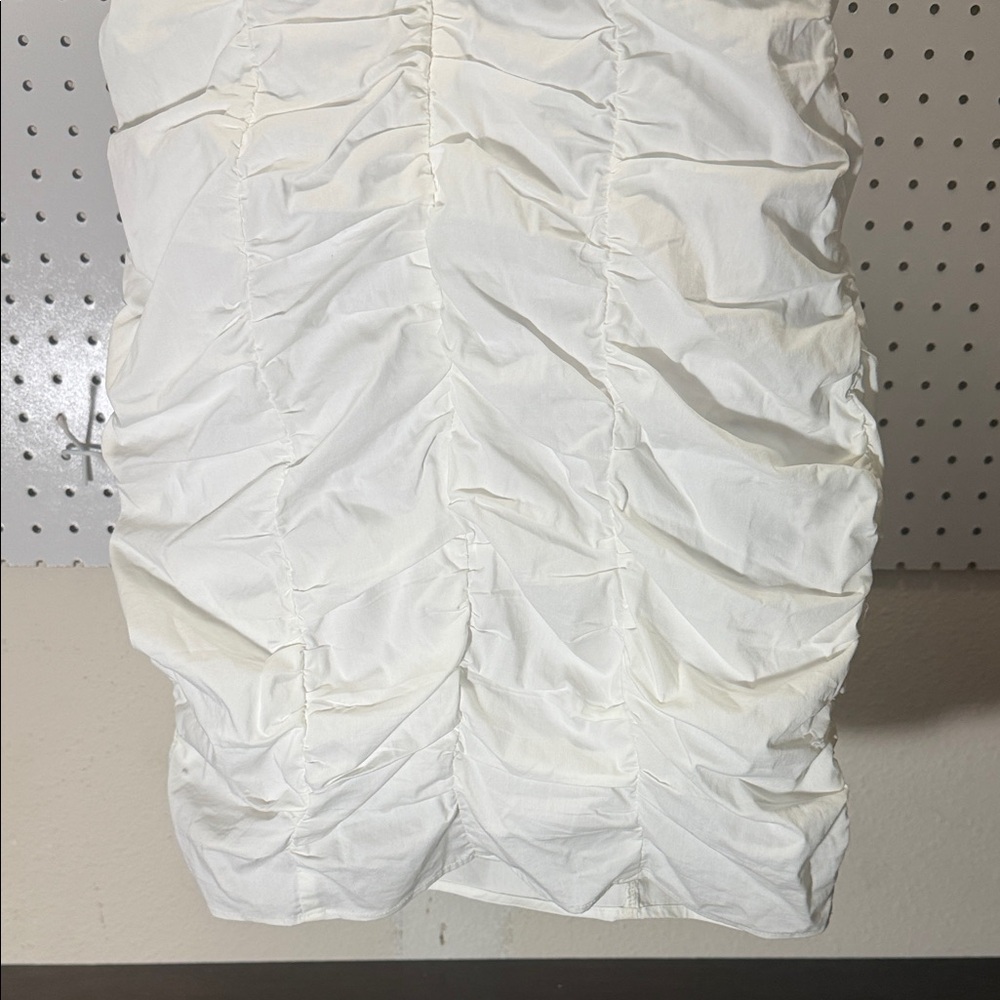 Revolve Superdown White Ruched Puff-Sleeve Women’s Dress - Picture 7 of 10